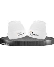 King und Queen mit goldene Krone Partnerlook Beanies in verschiedenen Farben