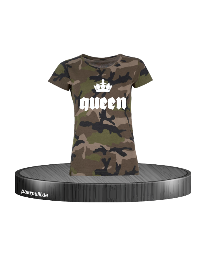 Queen mit Krone Camouflage T-Shirt in Größe S