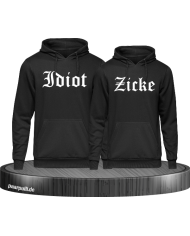 Idiot und Zicke Partnerlook Hoodie Set