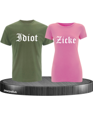 Idiot und Zicke Partnerlook T-Shirt-Set