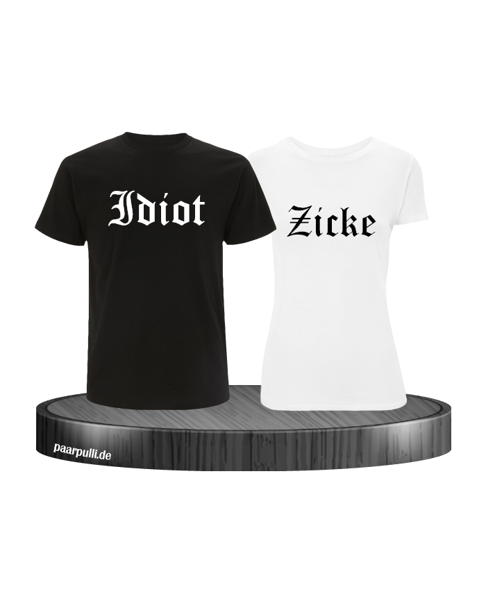 Idiot und Zicke Partnerlook T-Shirt-Set