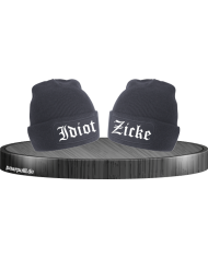 Idiot zicke partnerlook beanies in schwarz