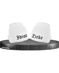 Idiot zicke partnerlook beanies in weiß