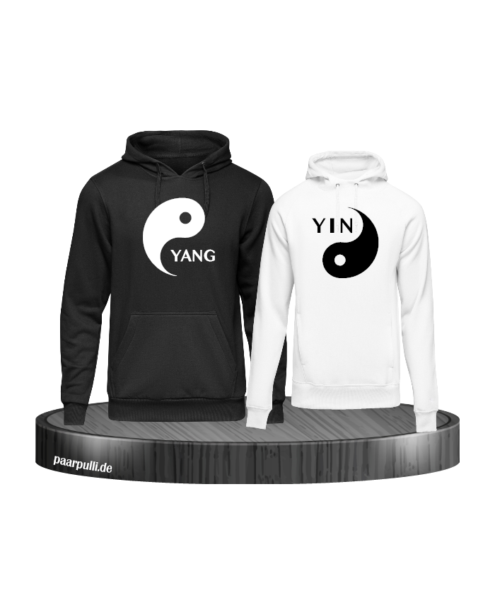 Yin Yang Hoodies in schwarz weiß