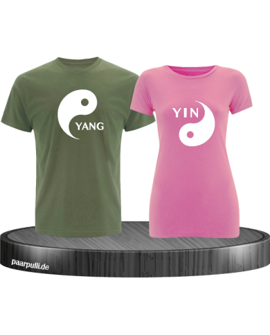 Yin Yang T-Shirts in khaki rosa