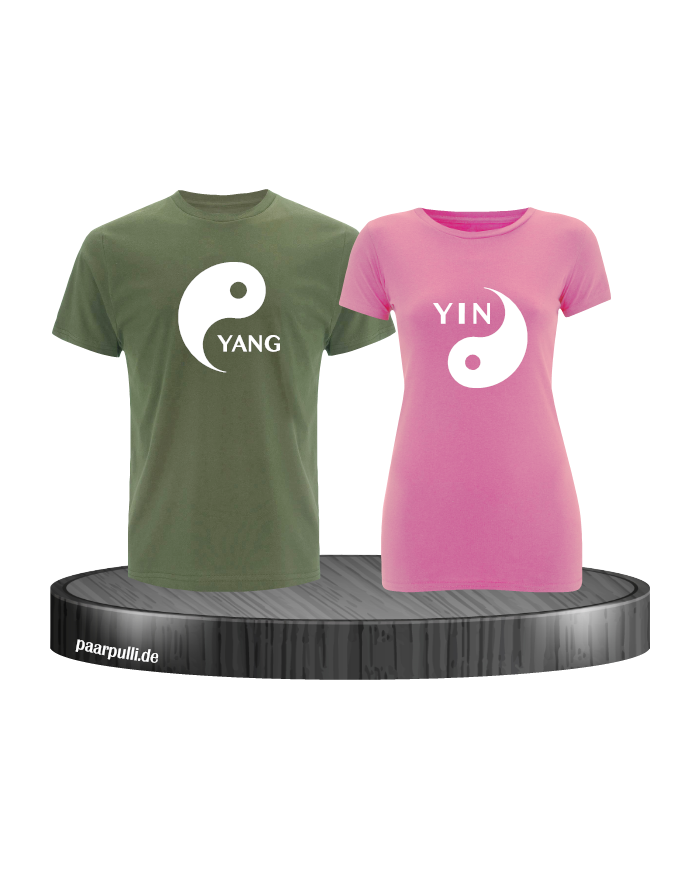 Yin Yang T-Shirts in khaki rosa