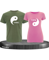 Yin Yang T-Shirts in khaki rosa