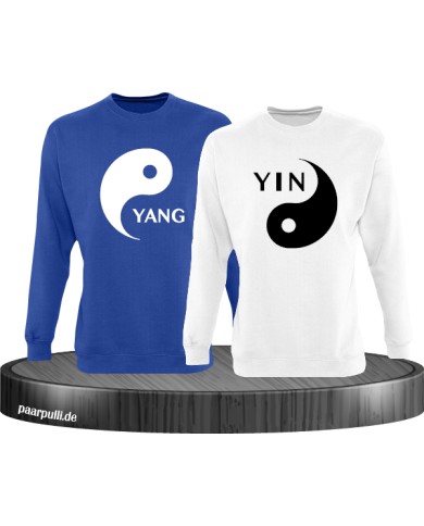 Yin Yang Partnerlook Sweatshirts von blau weiß Yin Yang Partnerlook Sweatshirts von blau weiß