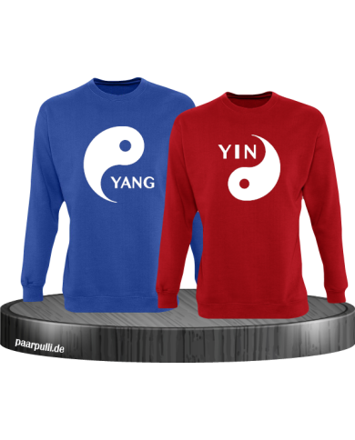 Yin Yang Partnerlook Sweatshirts von blau rot Yin Yang Partnerlook Sweatshirts von blau rot