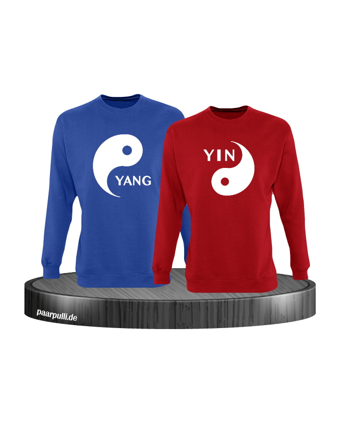 Yin Yang Partnerlook Sweatshirts von blau rot