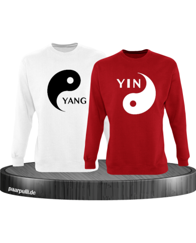 Yin Yang Partnerlook Sweatshirts von weiß rot Yin Yang Partnerlook Sweatshirts von weiß rot