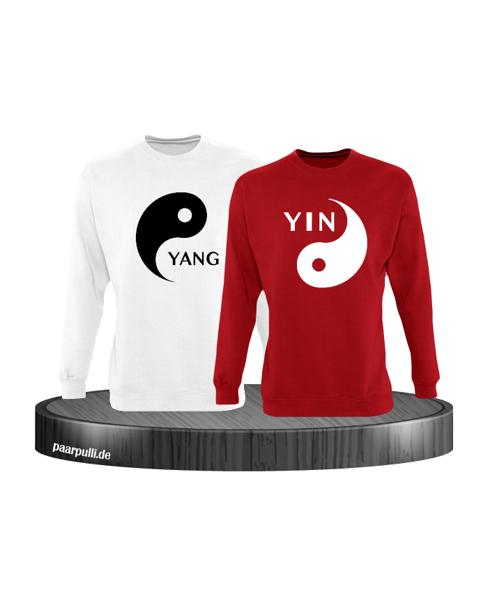 Yin Yang Partnerlook Sweatshirts von weiß rot