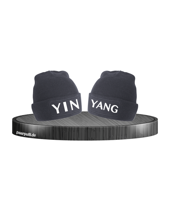 Yin Yang Partnerlook Beanies in schwarz