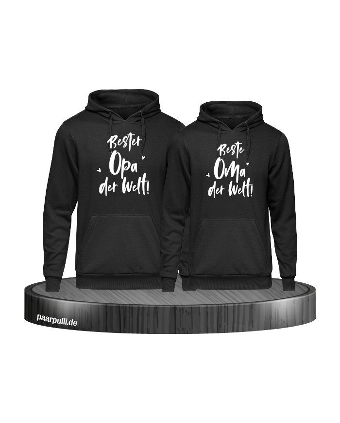 Bester Opa und Beste Oma Partnerlook Hoodies in schwarz