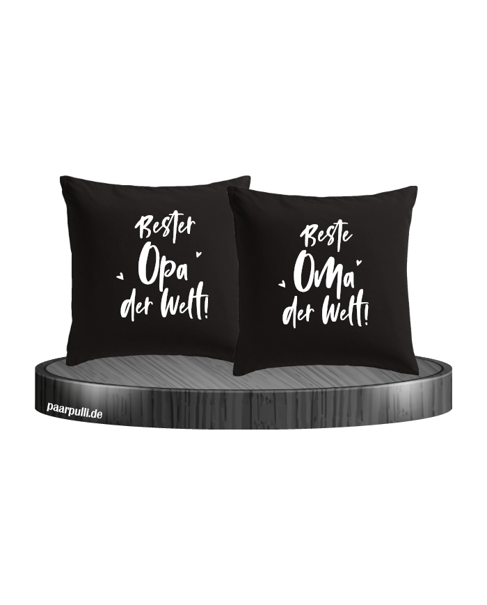 Bester Opa und Beste Oma der Welt Kissenbezug Set in schwarz