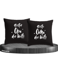 Bester Opa und Beste Oma der Welt Kissenbezug Set in schwarz