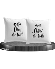 Bester Opa und Beste Oma der Welt Kissenbezug Set in weiß