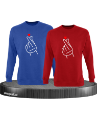Fingerherzen Partnerlook Sweatshirts in blau rot