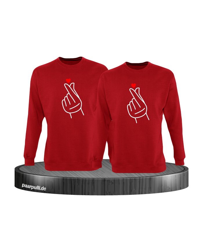 Fingerherzen Partnerlook Sweatshirts in rot