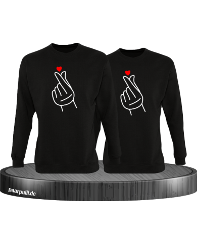 Fingerherzen Partnerlook Sweatshirts in schwarz Fingerherzen Partnerlook Sweatshirts in schwarz