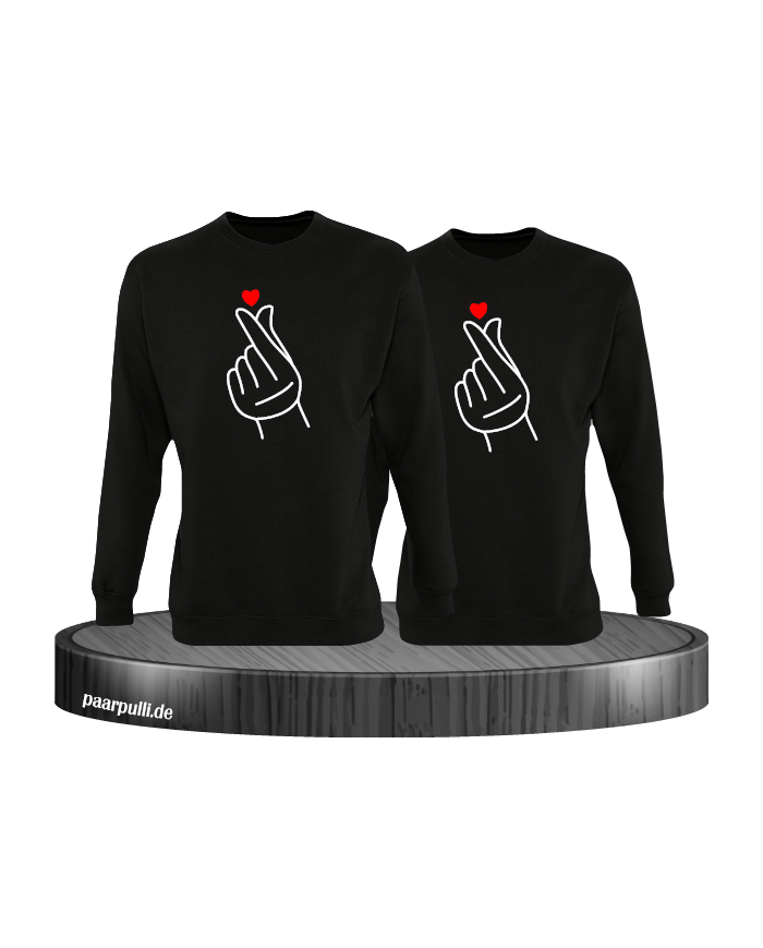Fingerherzen Partnerlook Sweatshirts in schwarz