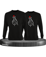Fingerherzen Partnerlook Sweatshirts in schwarz
