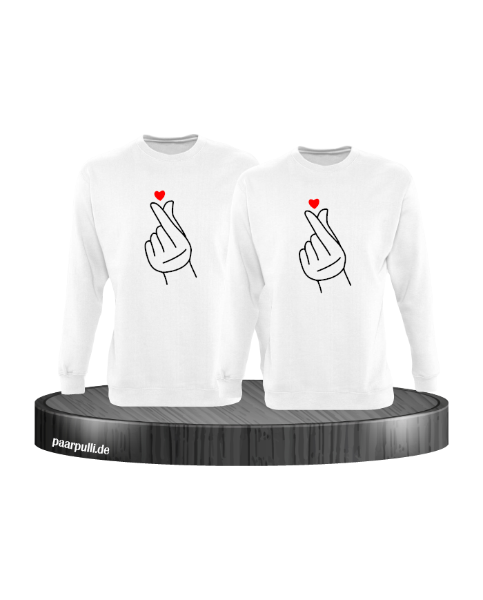 Fingerherzen Partnerlook Sweatshirts in weiß