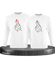 Fingerherzen Partnerlook Sweatshirts in weiß