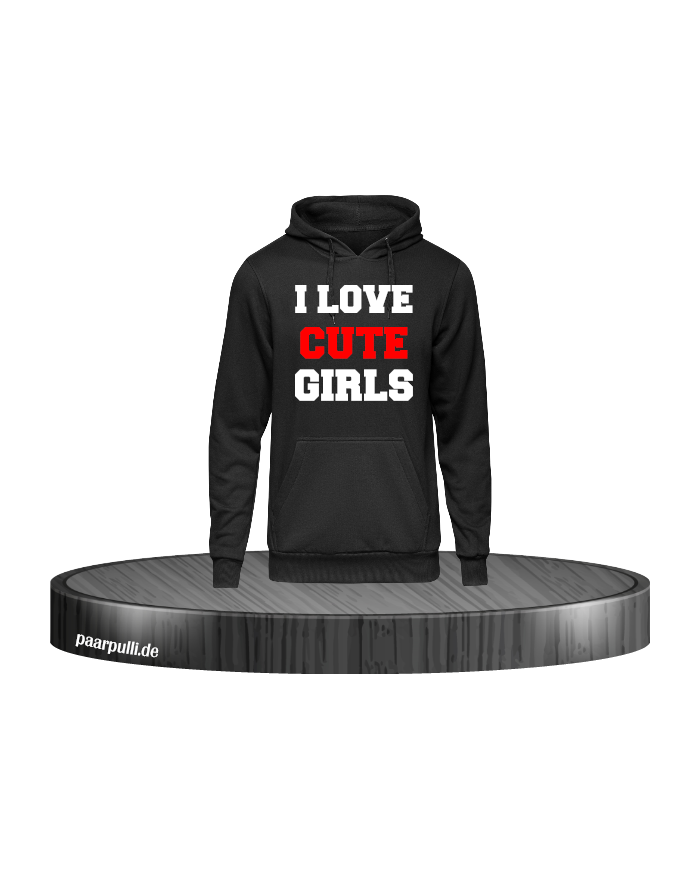 I Love Cute Girls Hoodie in Größe M