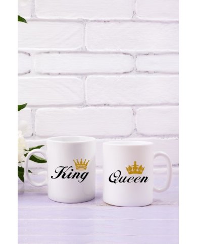Bedrucktes Becher Set mit King und Queen