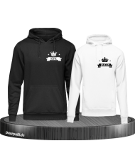 King und Queen Logo Pärchen Hoodies in schwarz oder weiß
