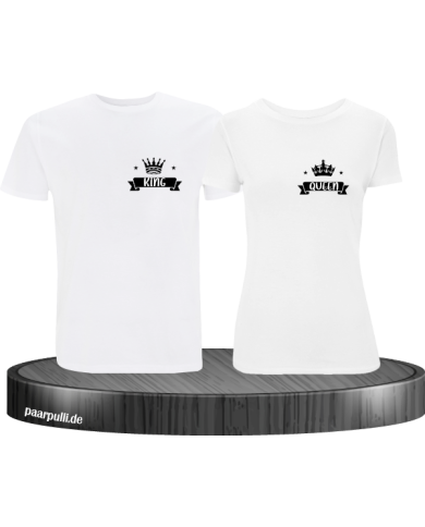 King und Queen T-Shirts bedruckt auf der Brust in weiß King und Queen T-Shirts bedruckt auf der Brust in weiß