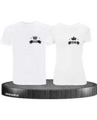King und Queen T-Shirts bedruckt auf der Brust in weiß