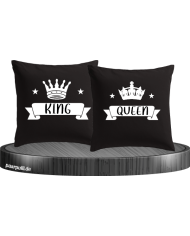 Kissenbezüge King Queen in schwarz