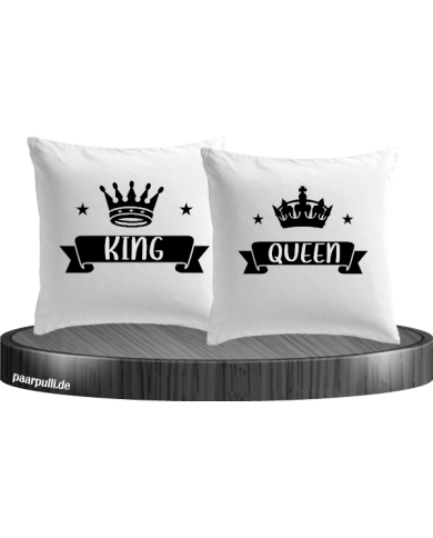 Kissenbezüge King Queen in weiß