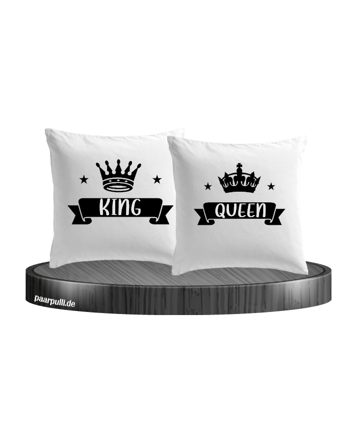 Kissenbezüge King Queen in weiß