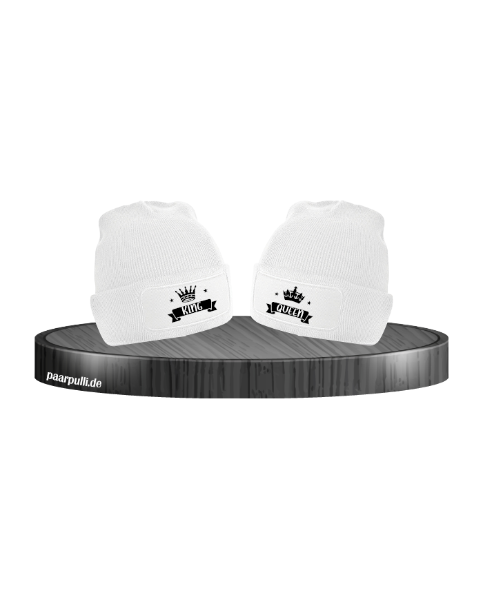 Beanies King Queen weiß