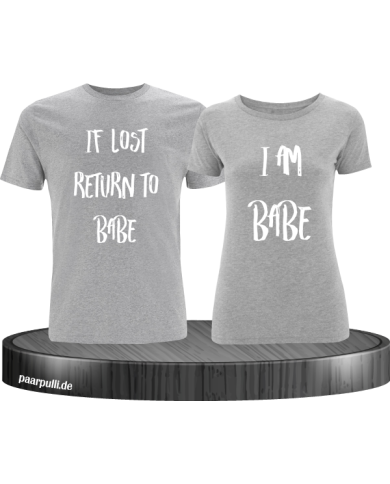 If lost return to babe t shirts in grau If lost return to babe t shirts in grau