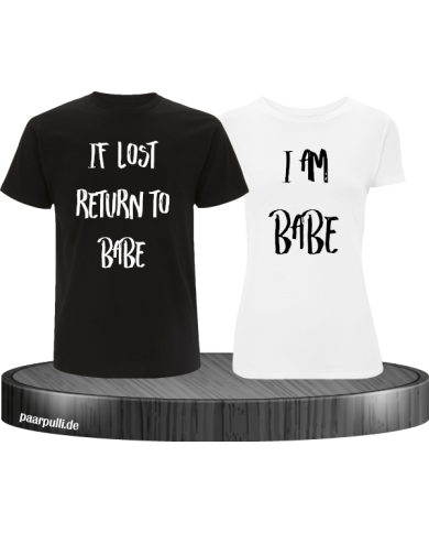 If lost return to babe t shirts in schwarz weiß If lost return to babe t shirts in schwarz weiß