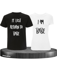 If lost return to babe t shirts in schwarz weiß