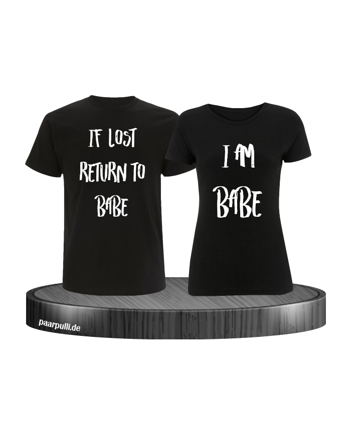 If lost return to babe t shirts in schwarz