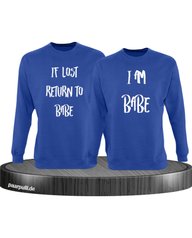 If lost return to babe pärchen sweatshirt in blau
