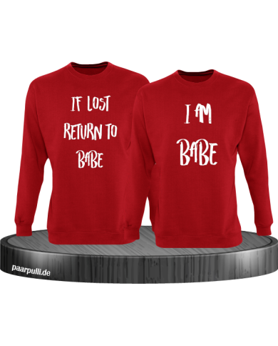 If lost return to babe pärchen sweatshirt in rot