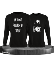 If lost return to babe pärchen sweatshirt in schwarz