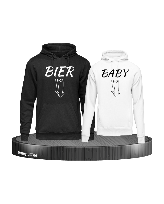 Bier und Baby Partner Hoodies in schwarz weiß