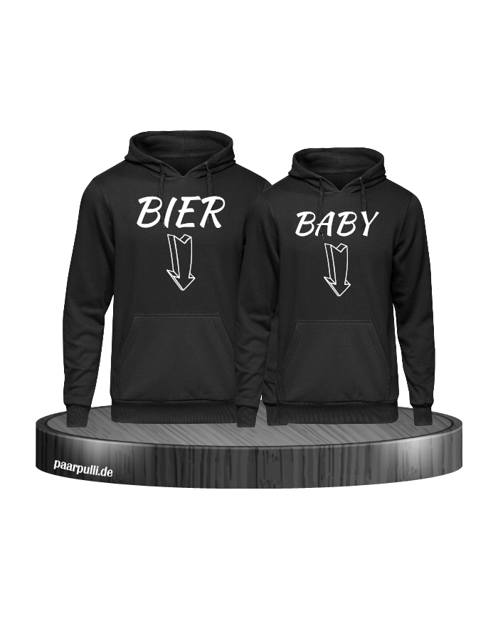 Bier und Baby Partner Hoodies in schwarz