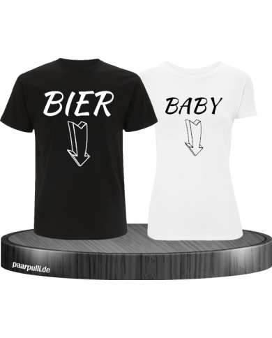Bier und Baby Partnerlook T Shirts in schwarz weiß