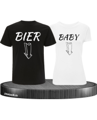 Bier und Baby Partnerlook T Shirts in schwarz weiß