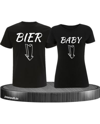 Bier und Baby Partnerlook T Shirts in schwarz
