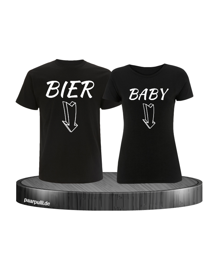 Bier und Baby Partnerlook T Shirts in schwarz